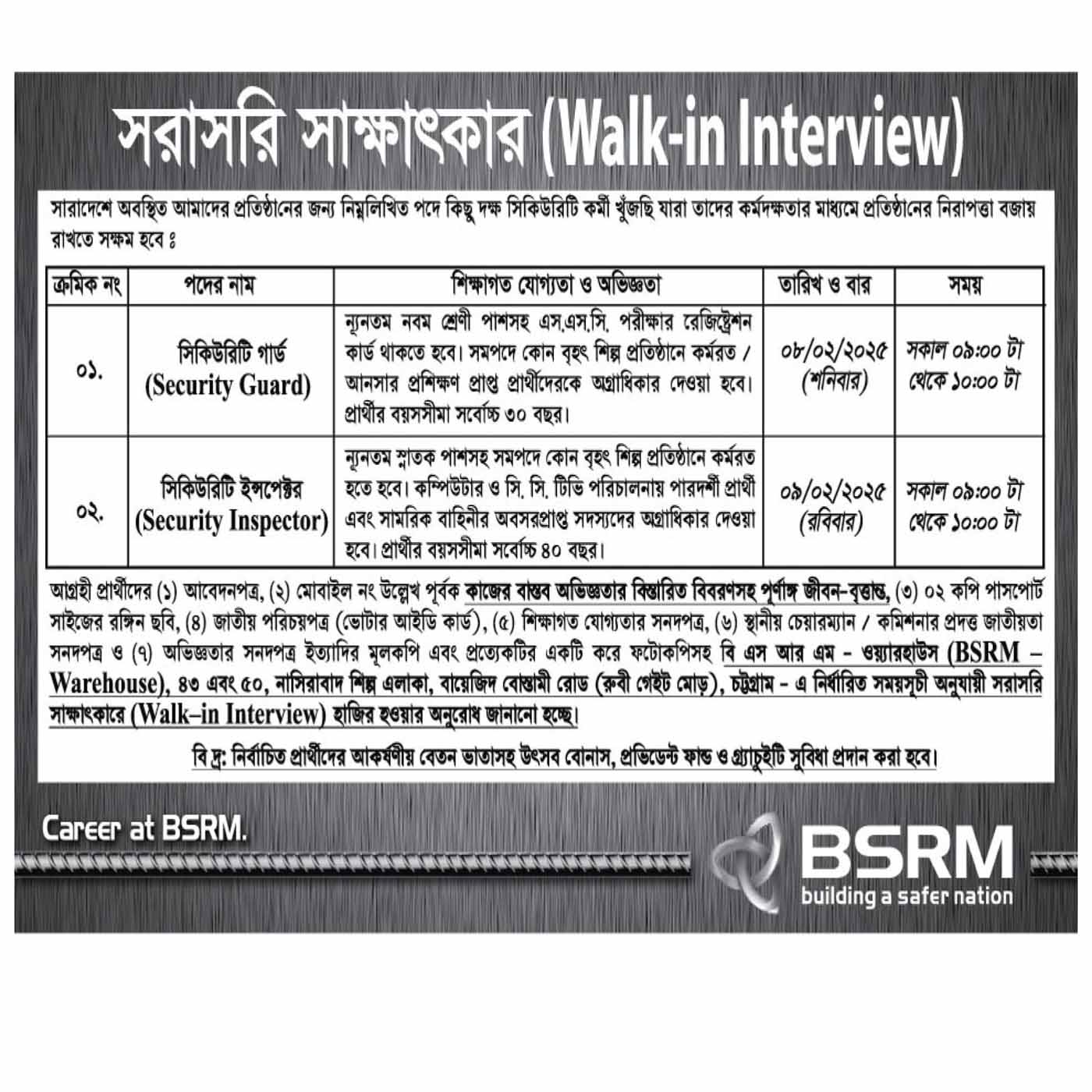 বিএসআরএম নিয়োগ বিজ্ঞপ্তি ২০২৫, BSRM Job Circular 2025